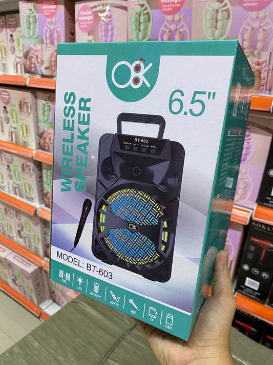 Parlante Inalámbrico BT-603 6.5” con Micrófono | Mundo Ofertas CR